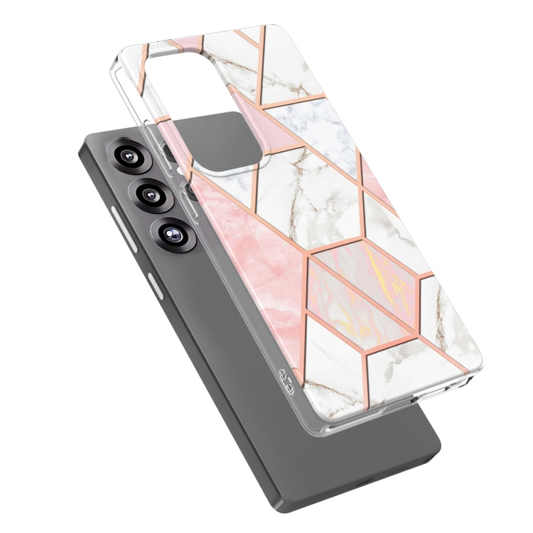 For Samsung Galaxy S25 Ultra 5G Electroplating Splicing Marble TPU Phone Case(Pink White) - Galaxy S25 Ultra 5G Cases by PMC Jewellery | Online Shopping South Africa | PMC Jewellery | Buy Now Pay Later Mobicred