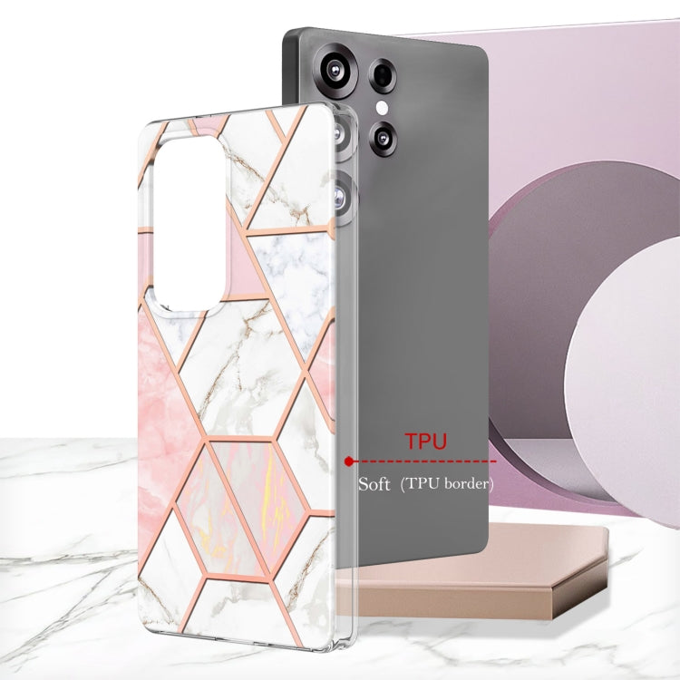 For Samsung Galaxy S25 Ultra 5G Electroplating Splicing Marble TPU Phone Case(Pink White) - Galaxy S25 Ultra 5G Cases by PMC Jewellery | Online Shopping South Africa | PMC Jewellery | Buy Now Pay Later Mobicred