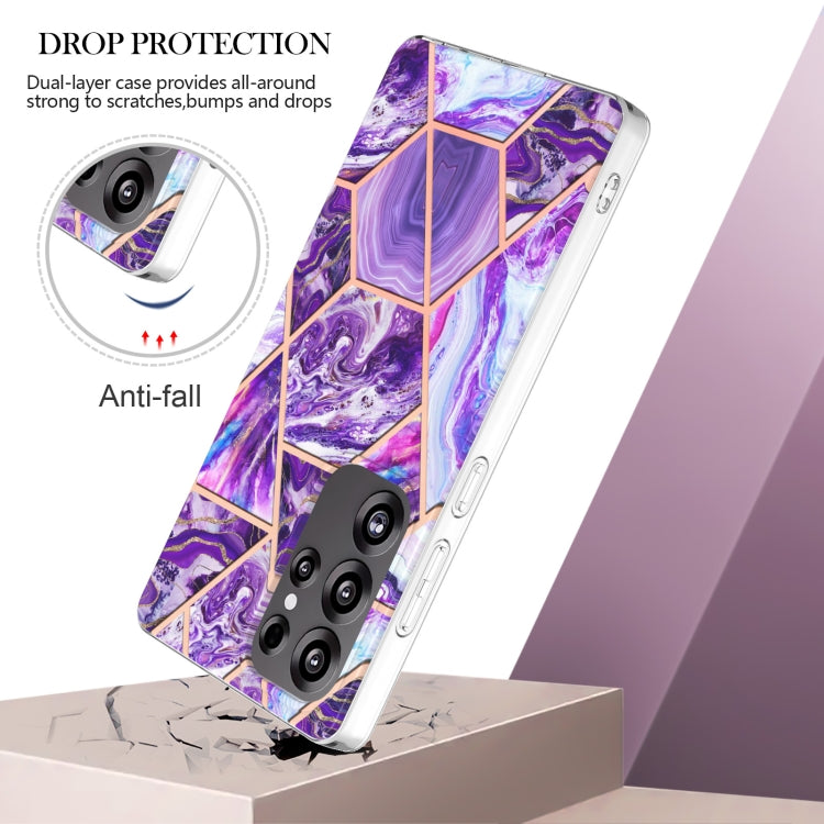 For Samsung Galaxy S25 Ultra 5G Electroplating Splicing Marble TPU Phone Case(Dark Purple) - Galaxy S25 Ultra 5G Cases by PMC Jewellery | Online Shopping South Africa | PMC Jewellery | Buy Now Pay Later Mobicred