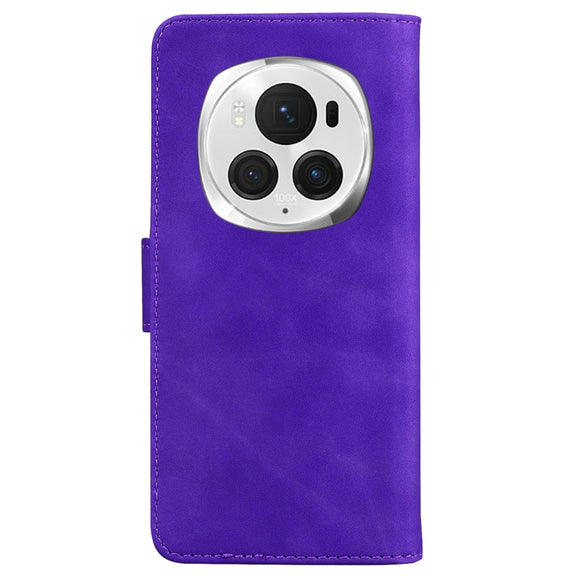 For Honor Magic6 Pro Skin Feel Pure Color Flip Leather Phone Case(Purple)