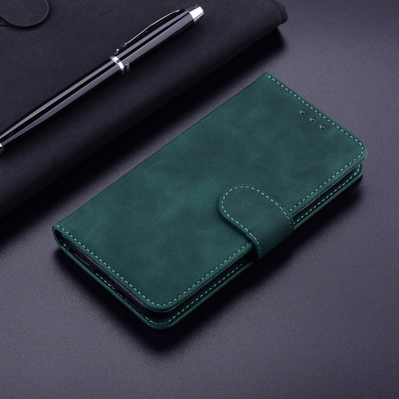 For Honor Magic6 Pro Skin Feel Pure Color Flip Leather Phone Case(Green)