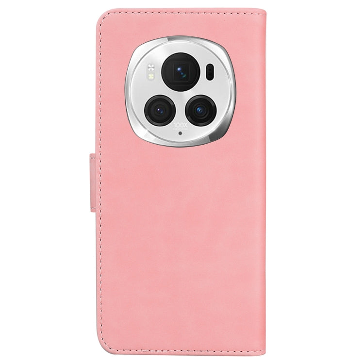For Honor Magic6 Pro Skin Feel Pure Color Flip Leather Phone Case(Pink)