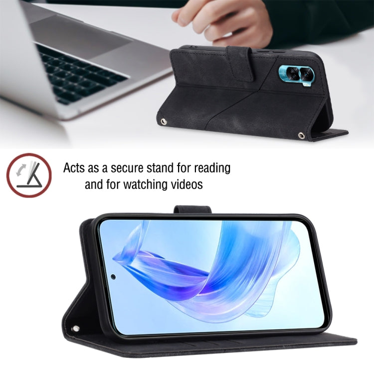 For Honor 90 Lite Skin-feel Embossed Leather Phone Case(Black) - Honor Cases by PMC TechLife | Online Shopping South Africa | PMC TechLife