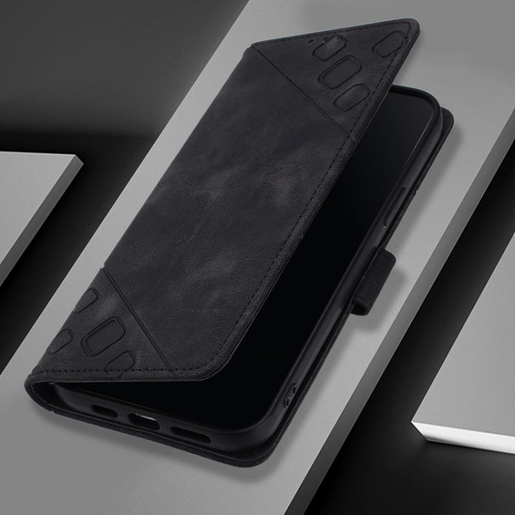 For Honor Magic6 Pro 5G Global Skin-feel Embossed Leather Phone Case(Black)