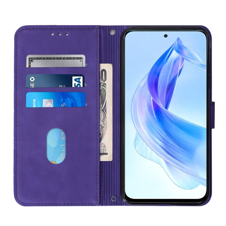 For Honor 90 Lite Crossbody 3D Embossed Flip Leather Phone Case(Purple) - Honor Cases by PMC TechLife | Online Shopping South Africa | PMC TechLife
