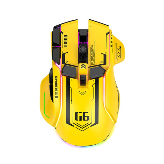 HXSJ G6 10 Keys RGB 12800DPI Tri-mode Wireless Gaming Mouse(Yellow) - free shipping - PMC Jewellery - Order now!