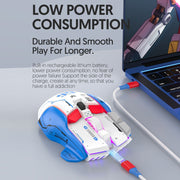 HXSJ G6 10 Keys RGB 12800DPI Tri-mode Wireless Gaming Mouse(White)