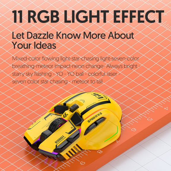 HXSJ G6 10 Keys RGB 12800DPI Tri-mode Wireless Gaming Mouse(White)