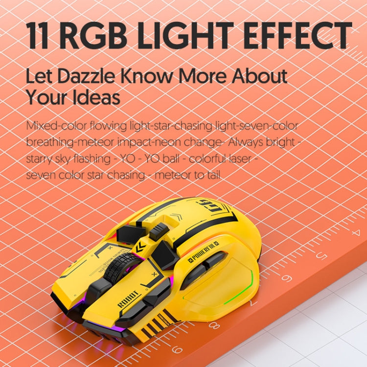 HXSJ G6 10 Keys RGB 12800DPI Tri-mode Wireless Gaming Mouse(White)