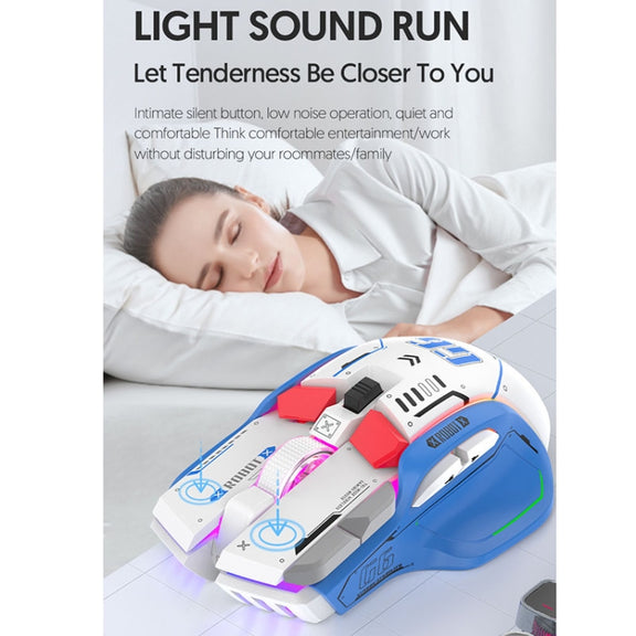 HXSJ G6 10 Keys RGB 12800DPI Tri-mode Wireless Gaming Mouse(White)