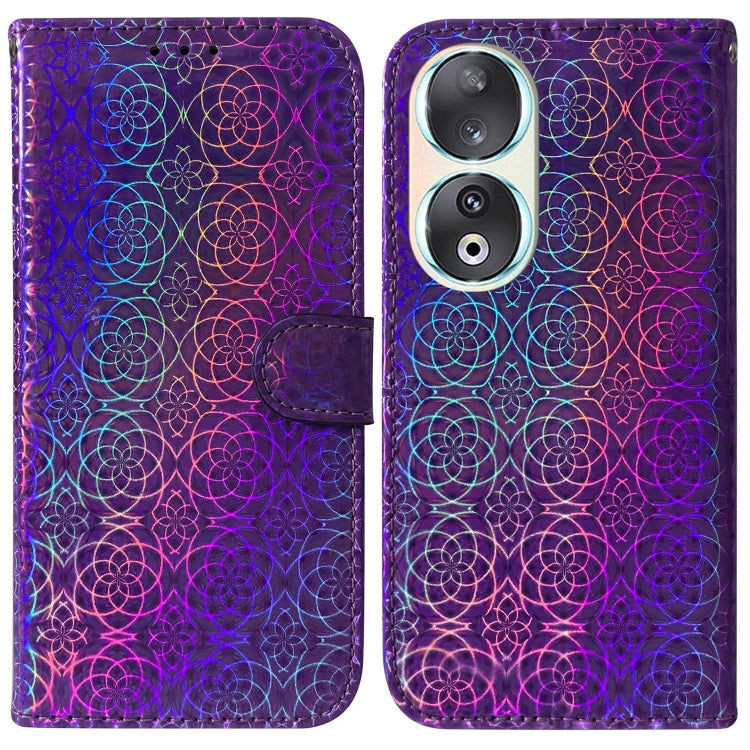 For Honor 90 Colorful Magnetic Buckle Leather Phone Case(Purple) - Honor Cases by PMC TechLife | Online Shopping South Africa | PMC TechLife