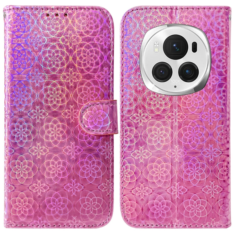 For Honor Magic6 Pro Colorful Magnetic Buckle Leather Phone Case(Pink) - free shipping - PMC Jewellery - Order now!