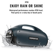 HOPESTAR A50 80W IPX6 Water-resistant Portable Bluetooth Speaker Outdoor Subwoofer(Black)