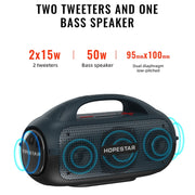 HOPESTAR A50 80W IPX6 Water-resistant Portable Bluetooth Speaker Outdoor Subwoofer(Black)