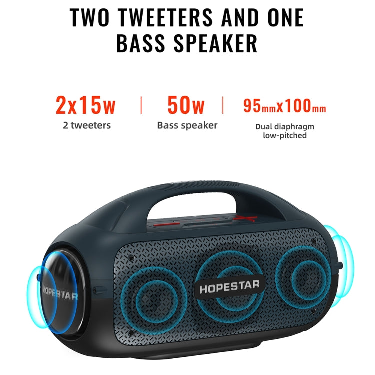 HOPESTAR A50 80W IPX6 Water-resistant Portable Bluetooth Speaker Outdoor Subwoofer(Black)