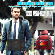 For Samsung Galaxy Tab S9 / S8 / S7 Silicone Hybrid PC Tablet Case with Holder & Shoulder Strap(Black)