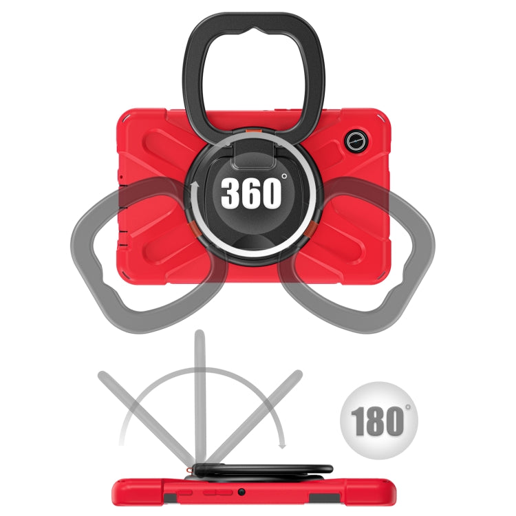 For Samsung Galaxy Tab A9 Silicone Hybrid PC Tablet Case with Holder & Shoulder Strap(Red) - Galaxy Tab A9 by PMC TechLife | Online Shopping South Africa | PMC TechLife