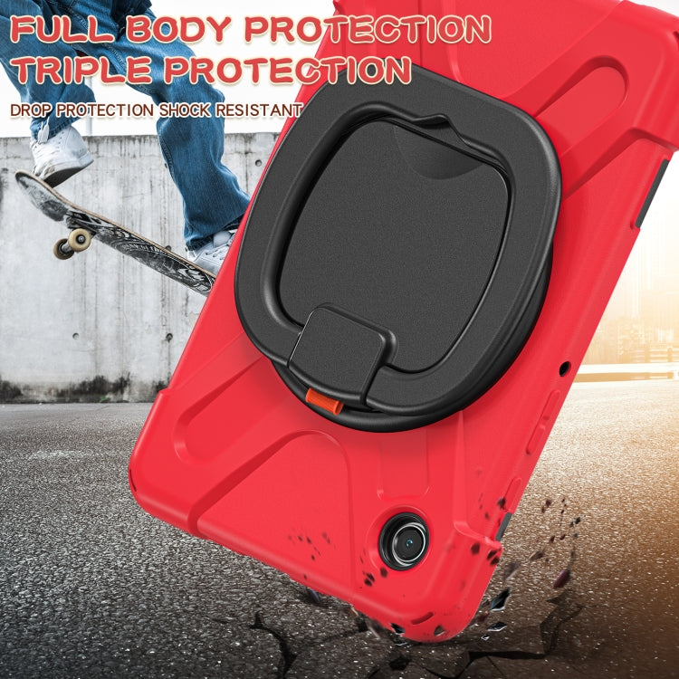 For Samsung Galaxy Tab A9 Silicone Hybrid PC Tablet Case with Holder & Shoulder Strap(Red) - Galaxy Tab A9 by PMC TechLife | Online Shopping South Africa | PMC TechLife