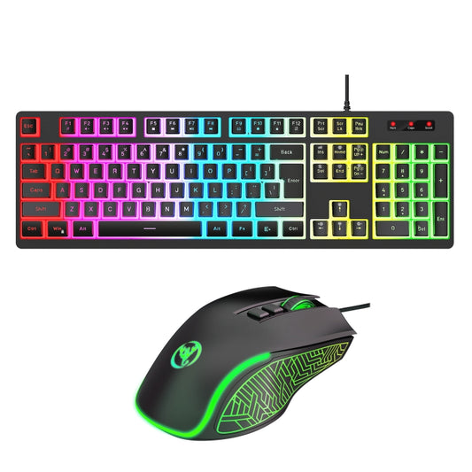 HXSJ L200+X100 Wired RGB Backlit Keyboard and Mouse Set 104 Pudding Key Caps + 3600DPI Mouse(Black) - free shipping - PMC Jewellery - Order now!