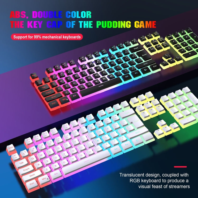 HXSJ L200+X100 Wired RGB Backlit Keyboard and Mouse Set 104 Pudding Key Caps + 3600DPI Mouse(White) - free shipping - PMC Jewellery - Order now!