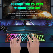 HXSJ L200 Wired RGB Backlit Keyboard 104 Pudding Key Caps(White)