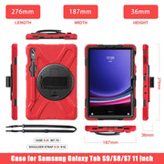 For Samsung Galaxy Tab S9 / S8 / S7 Rotary Handle Grab TPU + PC Tablet Case(Red)