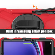 For Samsung Galaxy Tab S9 / S8 / S7 Rotary Handle Grab TPU + PC Tablet Case(Red)