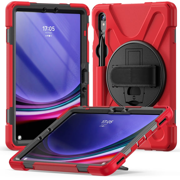 For Samsung Galaxy Tab S9 / S8 / S7 Rotary Handle Grab TPU + PC Tablet Case(Red)