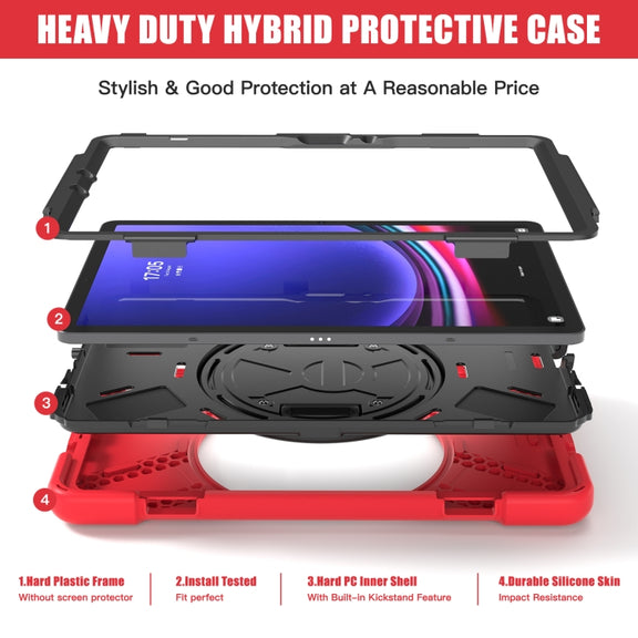 For Samsung Galaxy Tab S9 / S8 / S7 Rotary Handle Grab TPU + PC Tablet Case(Red)