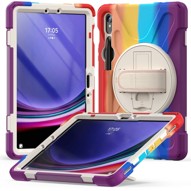 For Samsung Galaxy Tab S9 / S8 / S7 Rotary Handle Grab TPU + PC Tablet Case(Colorful Red)