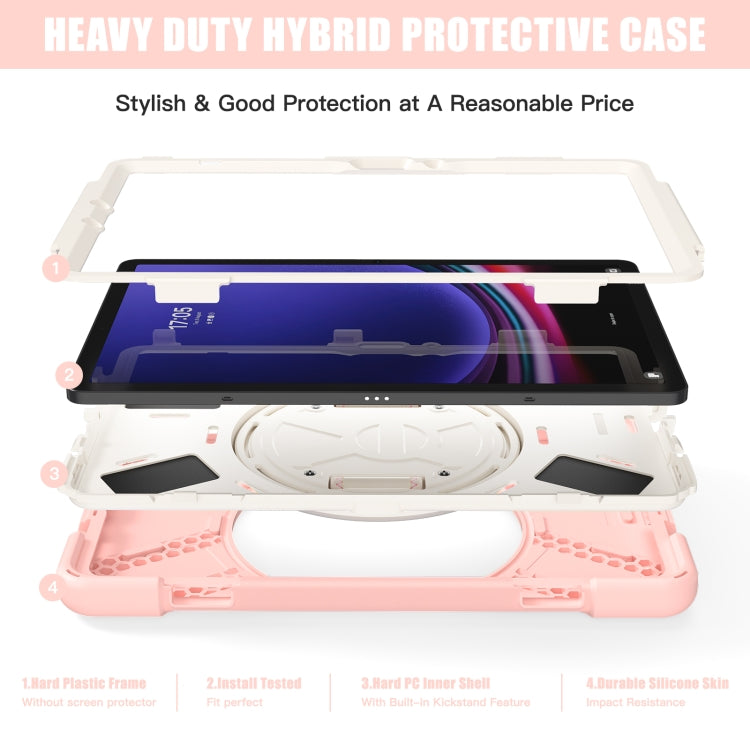 For Galaxy Tab S10 FE / S9 FE / S9 / S8 / S7 Rotatable Kickstand Grip Heavy Duty Hard Rugged Tablet Case(Pink) - Other Galaxy Tab PC by PMC Jewellery | Online Shopping South Africa | PMC Jewellery | Buy Now Pay Later Mobicred