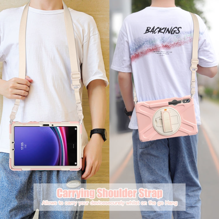 For Galaxy Tab S10 FE / S9 FE / S9 / S8 / S7 Rotatable Kickstand Grip Heavy Duty Hard Rugged Tablet Case(Pink) - Other Galaxy Tab PC by PMC Jewellery | Online Shopping South Africa | PMC Jewellery | Buy Now Pay Later Mobicred