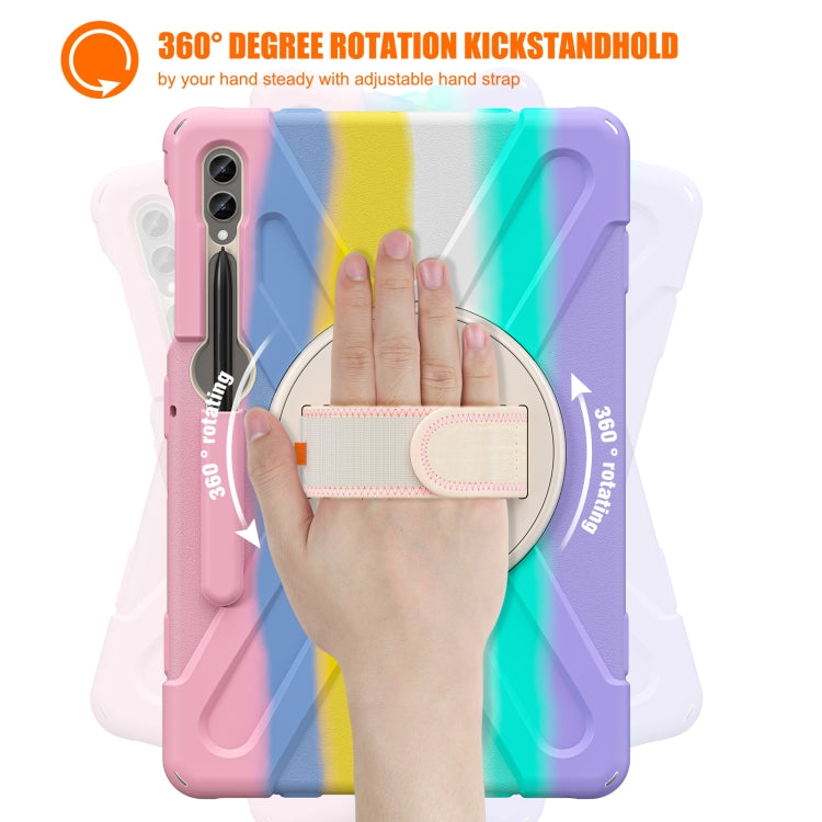 For Samsung Galaxy Tab S9+ / S8+ Rotatable Kickstand Grip Heavy Duty Hard Rugged Tablet Case(Colorful Pink) - Other Galaxy Tab PC by PMC Jewellery | Online Shopping South Africa | PMC Jewellery | Buy Now Pay Later Mobicred