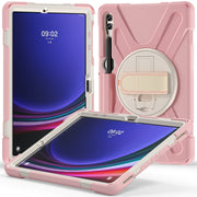 For Samsung Galaxy Tab S9+ / S8+ Rotary Handle Grab TPU + PC Tablet Case(Pink)