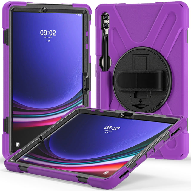 For Samsung Galaxy Tab S9+ / S8+ Rotatable Kickstand Grip Heavy Duty Hard Rugged Tablet Case(Purple)