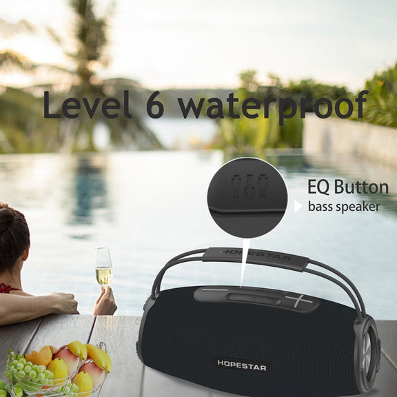 HOPESTAR H51 IPX6 Water-resistant Outdoor Portable Wireless Bluetooth Speaker(Black)