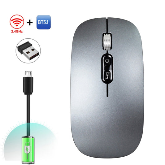 HXSJ M103 1600DPI Dual Mode 2.4GHz + Bluetooth 5.1 Wireless Rechargeable Mouse(Grey) - Wireless Mice by HXSJ | Online Shopping South Africa | PMC Jewellery | Buy Now Pay Later Mobicred