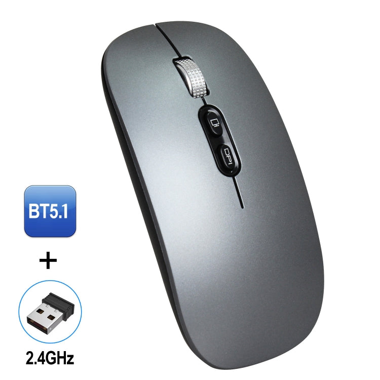 HXSJ M103 1600DPI Dual Mode 2.4GHz + Bluetooth 5.1 Wireless Rechargeable Mouse(Grey) - Wireless Mice by HXSJ | Online Shopping South Africa | PMC Jewellery | Buy Now Pay Later Mobicred