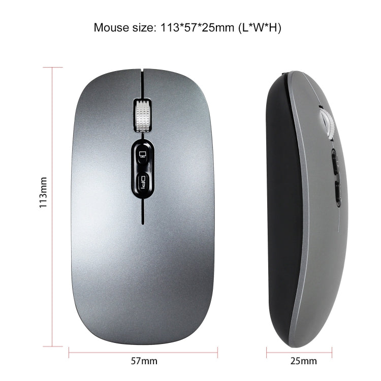 HXSJ M103 1600DPI Dual Mode 2.4GHz + Bluetooth 5.1 Wireless Rechargeable Mouse(Grey) - Wireless Mice by HXSJ | Online Shopping South Africa | PMC Jewellery | Buy Now Pay Later Mobicred