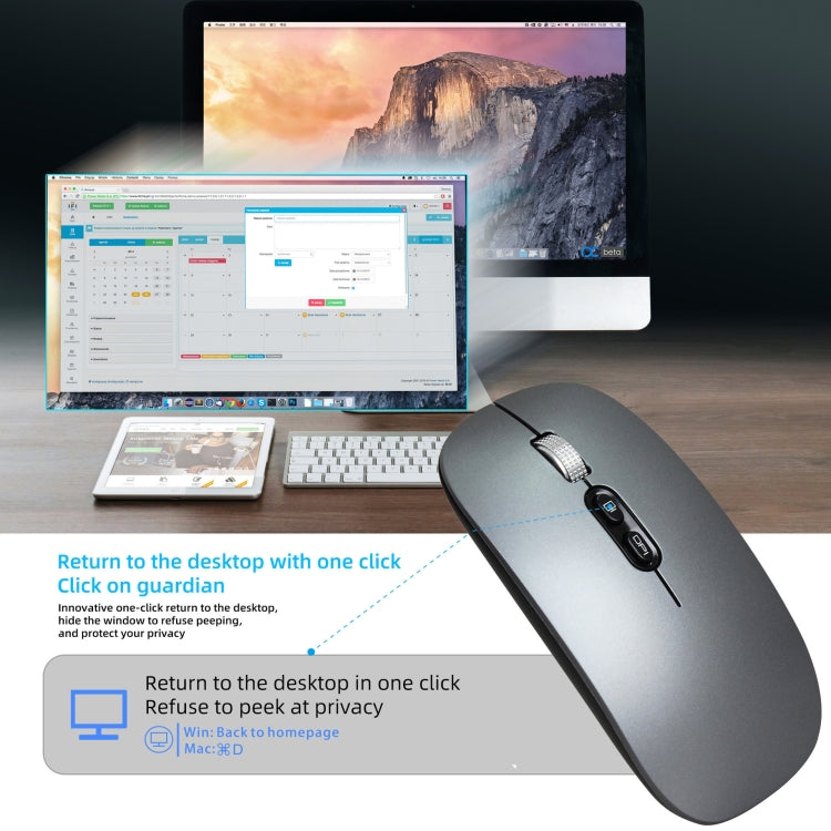 HXSJ M103 1600DPI Dual Mode 2.4GHz + Bluetooth 5.1 Wireless Rechargeable Mouse(Grey) - Wireless Mice by HXSJ | Online Shopping South Africa | PMC Jewellery | Buy Now Pay Later Mobicred