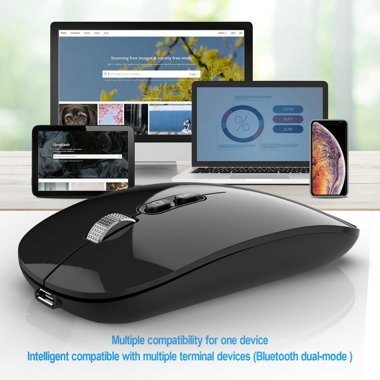 HXSJ M103 1600DPI Dual Mode 2.4GHz + Bluetooth 5.1 Wireless Rechargeable Mouse(Grey) - Wireless Mice by HXSJ | Online Shopping South Africa | PMC Jewellery | Buy Now Pay Later Mobicred