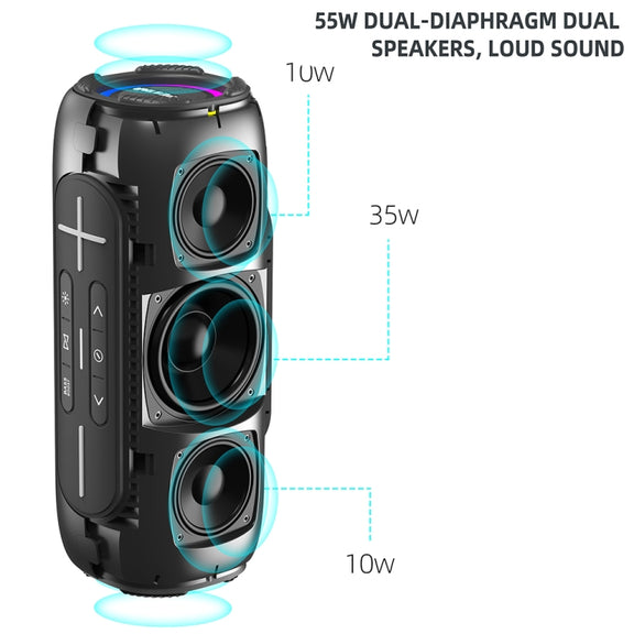 HOPESTAR P32Max 55W IPX6 Water-resistant Portable Wireless Bluetooth Speaker(Black)
