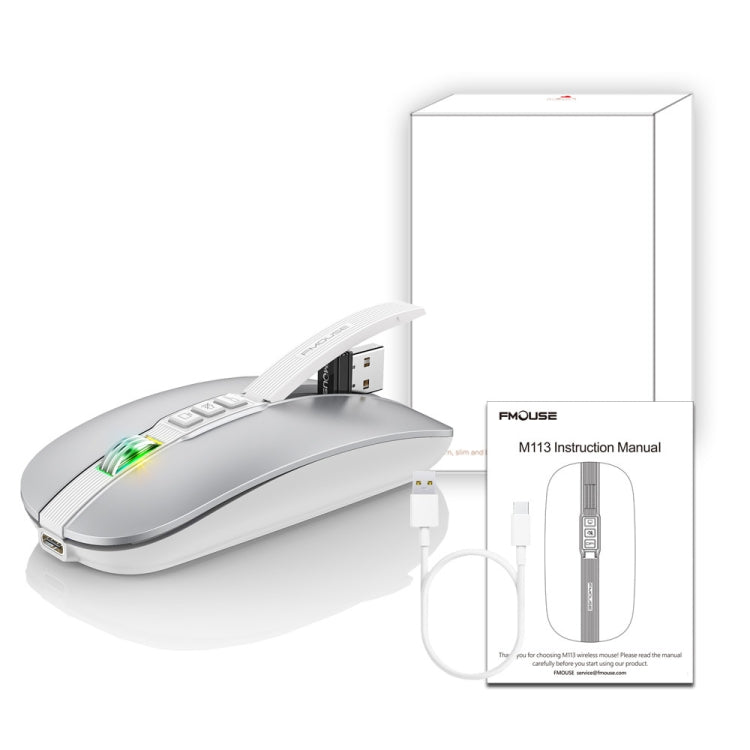 HXSJ M113 2400DPI Dual Mode 2.4GHz + Bluetooth 5.1 Wireless Mouse(Space Silver) - free shipping - PMC Jewellery - Order now!