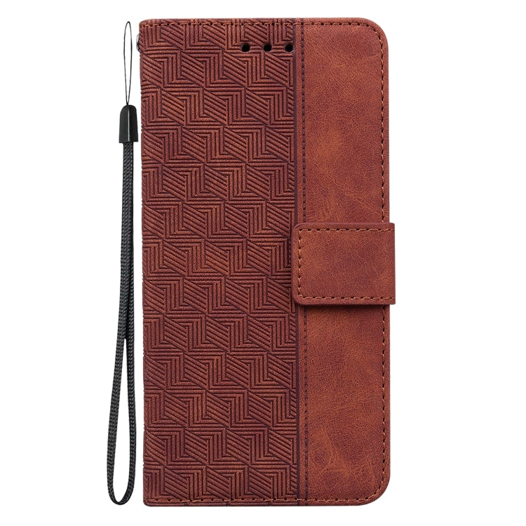 For Honor Magic6 Pro Geometric Embossed Leather Phone Case(Brown)
