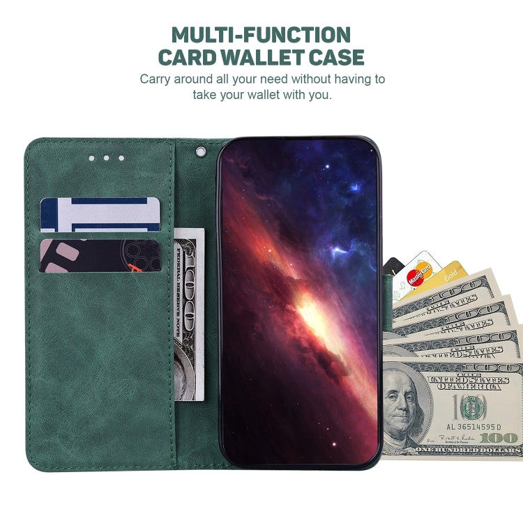 For Honor Magic6 Pro Geometric Embossed Leather Phone Case(Green)