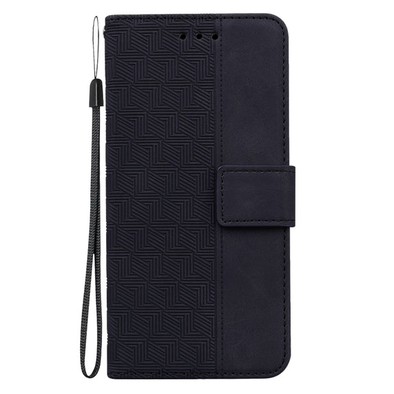 For Honor Magic6 Pro Geometric Embossed Leather Phone Case(Black)