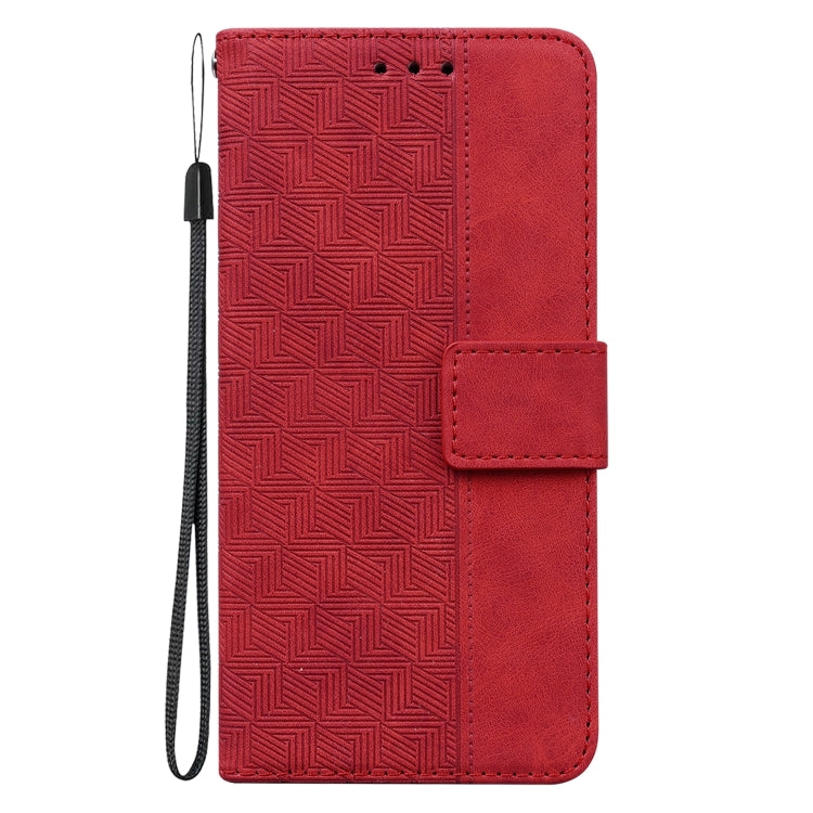 For Honor Magic6 Pro Geometric Embossed Leather Phone Case(Red)