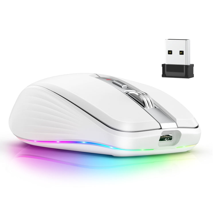 HXSJ M303 2400DPI Dual Mode 2.4GHz + Bluetooth 5.1 Wireless Mouse(White) - free shipping - PMC Jewellery - Order now!
