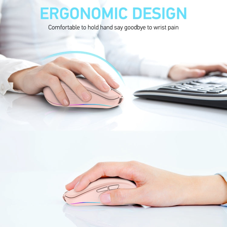 HXSJ M303 2400DPI Dual Mode 2.4GHz + Bluetooth 5.1 Wireless Mouse(Pink) - free shipping - PMC Jewellery - Order now!