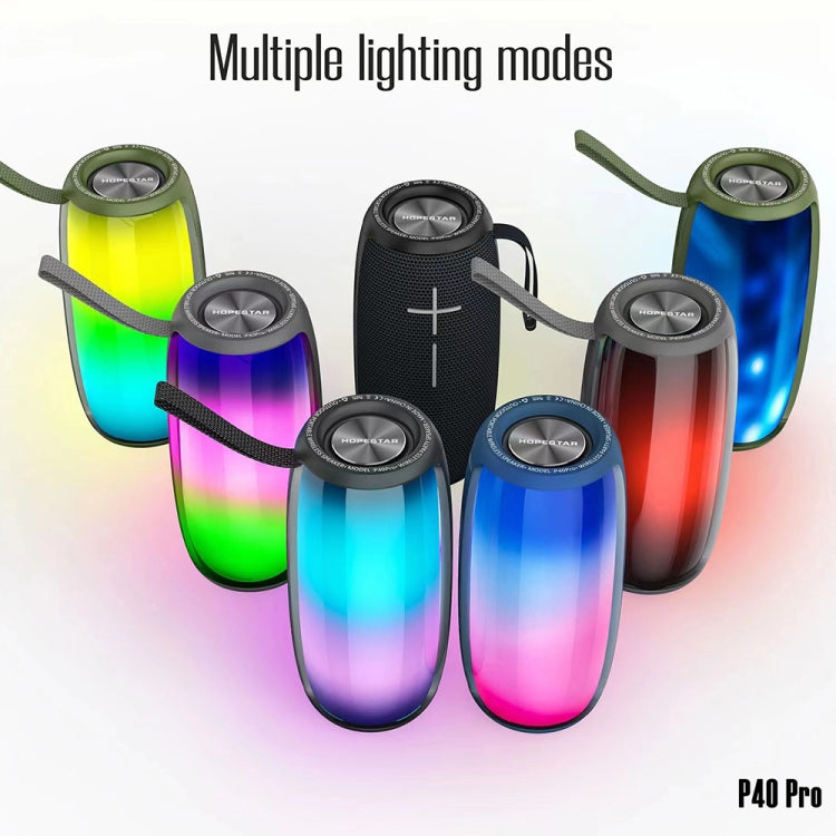 HOPESTAR P40 Pro IPX6 Water-resistant RGB Light Wireless Bluetooth Speaker(Black)